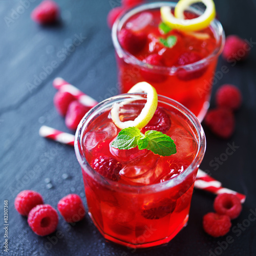 colorful sweet raspberry cocktail drink