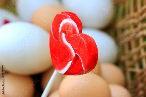 vintage easter eggs and candy valentines hearts