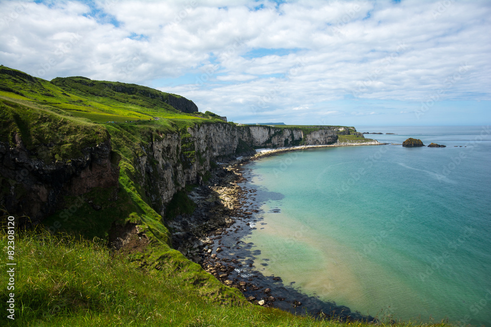 Coastline and cliff at carrick a rede  in Northern Ireland