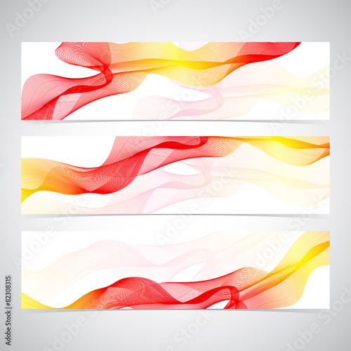 Colorful Horizontal Set Of Banners smoky waves vector background © BAIVECTOR