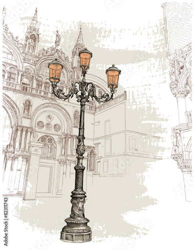 Venice. Lantern on St. Mark's Square 