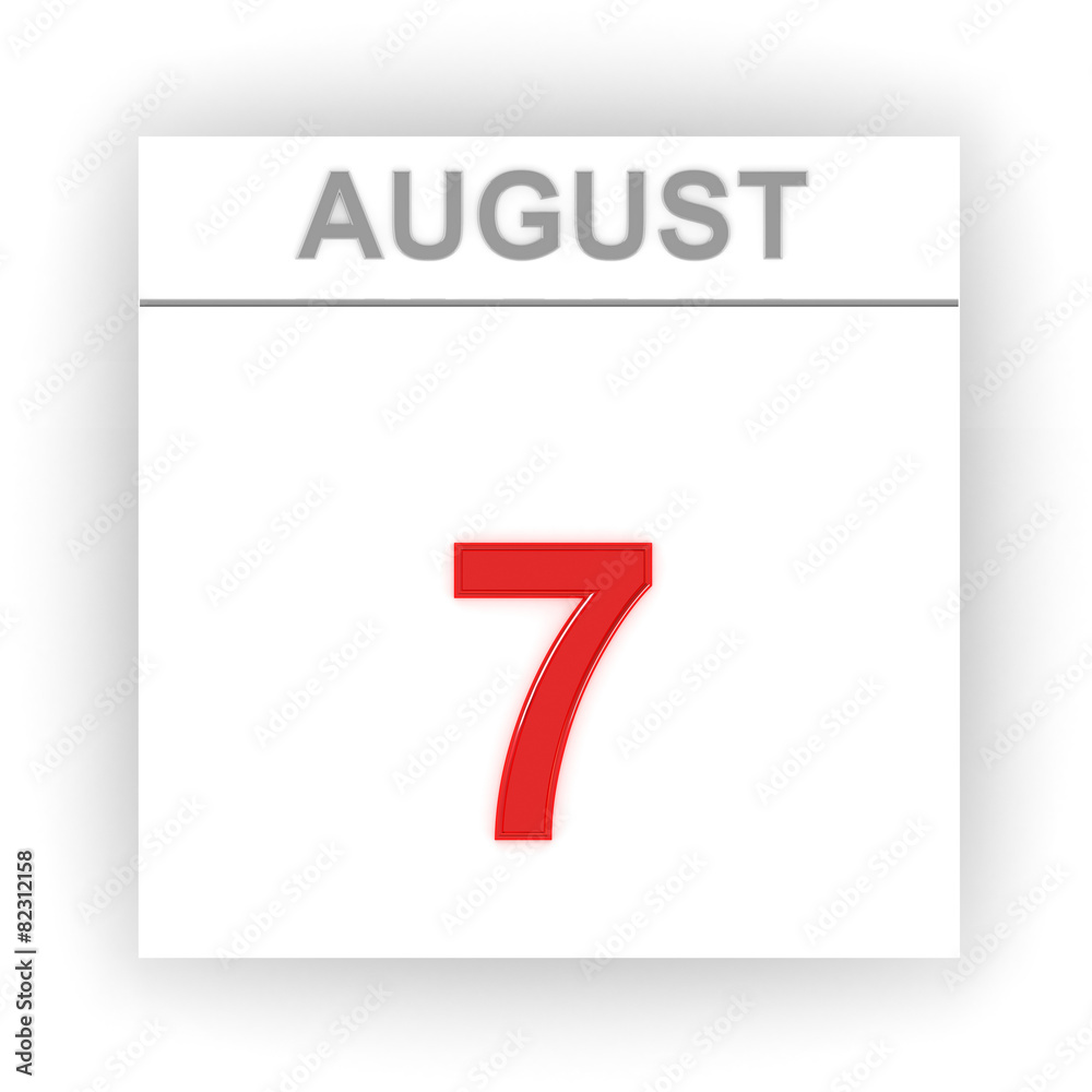 Fototapeta premium August 7. Day on the calendar.
