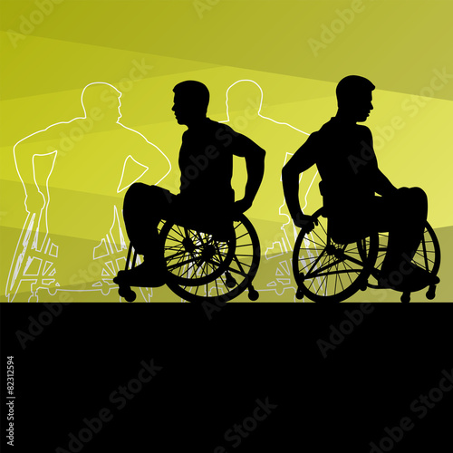 Active young disabled men basketball players in a wheelchair det