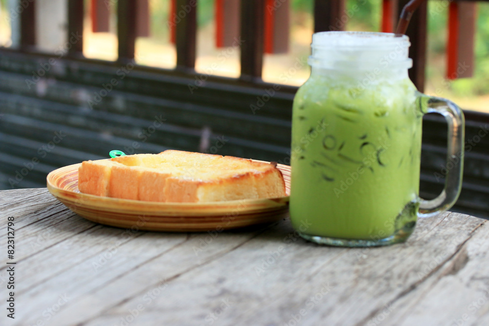 Green tea and milk Green tea and milk