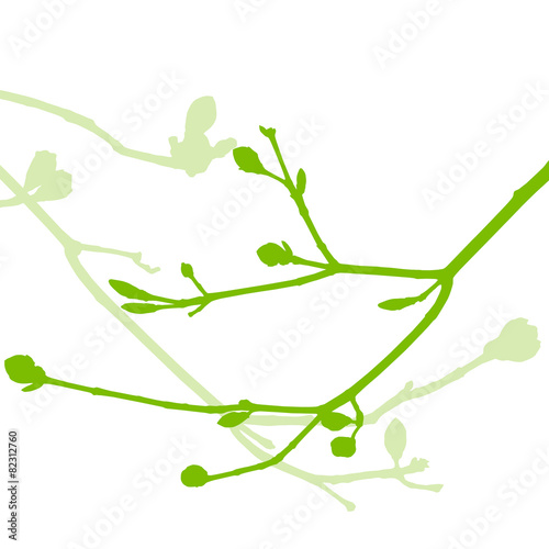 Spring buds, gentle leaves and branches vector background ecolog