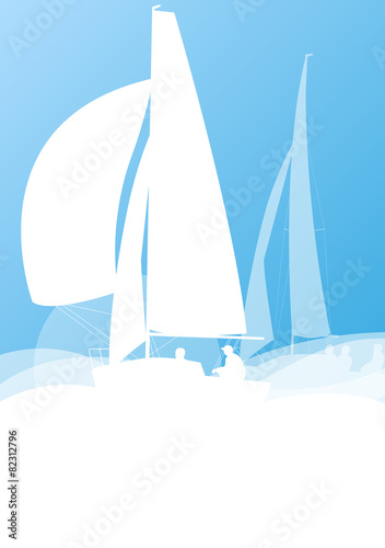 Sailing yacht race vector background transportation competition