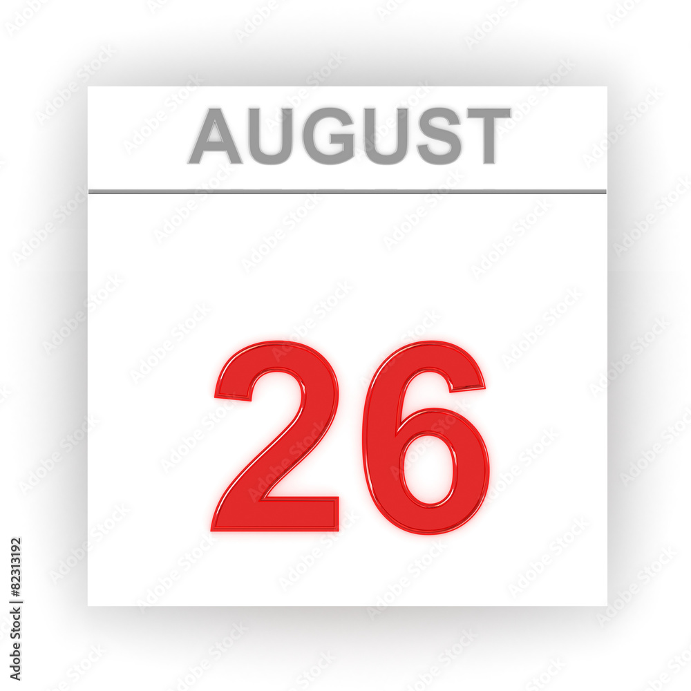 August 26. Day on the calendar August 26. Day on the calendar