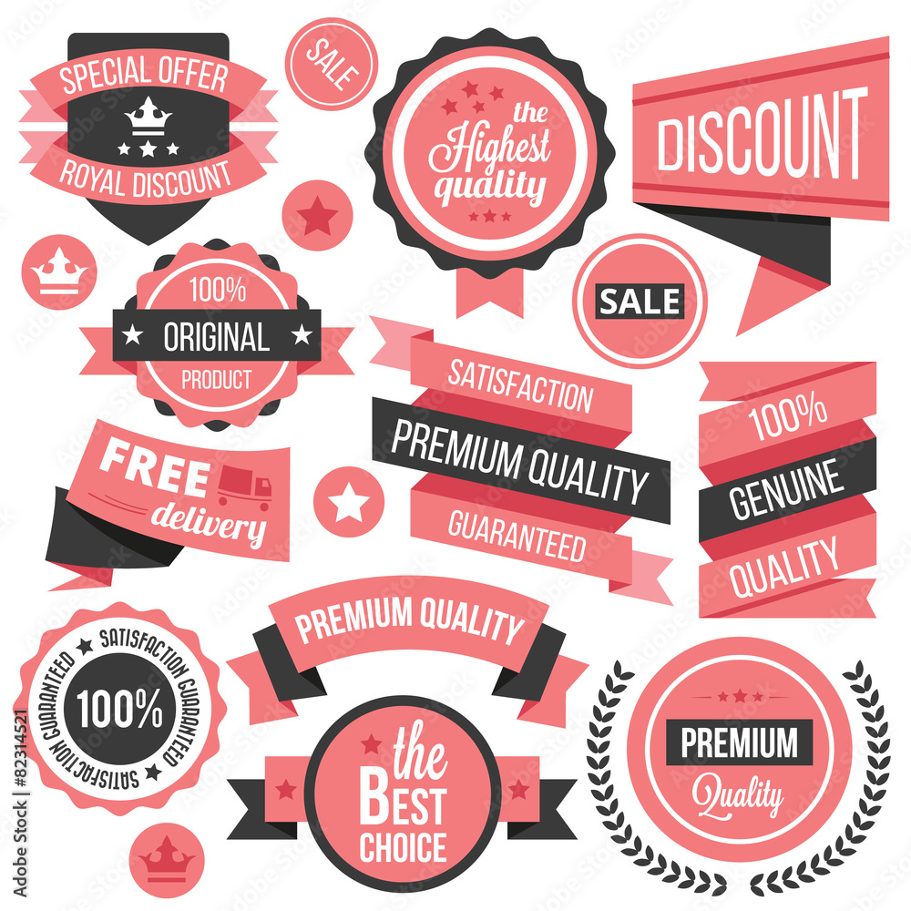 Creative vector badges, labels and ribbons set Creative vector badges, labels and ribbons set