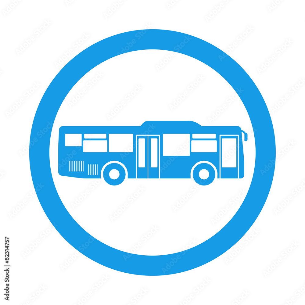 Icono redondo autobus lateral azul Icono redondo autobus lateral azul