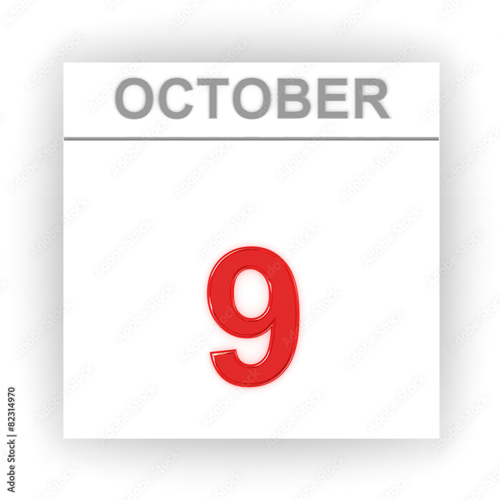 October 9. Day on the calendar. October 9. Day on the calendar.