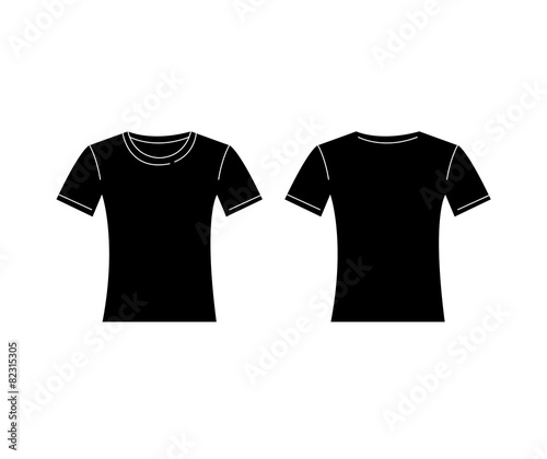 Vector of women black t-shirt template. Front and back