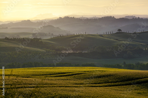 Beautiful rural landscape of Tuscany early in morning