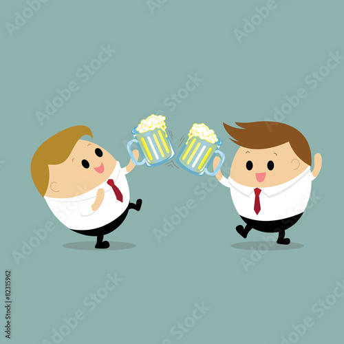 Vector of Businessman drinking beer with Colleague concept party
