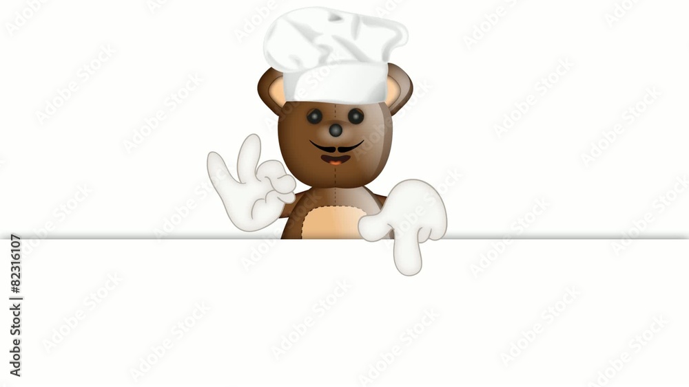 Funny Teddybear cook cooking chef hat cartoon illustration