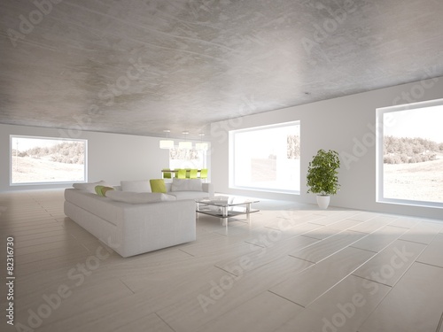 white 3d interior design