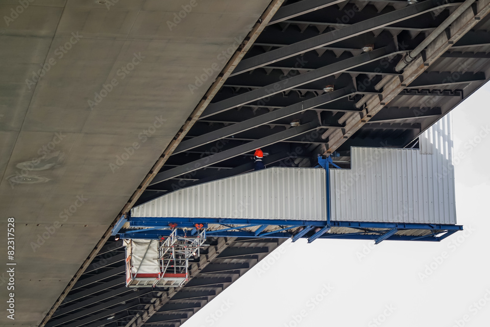 Fototapeta premium Maintenance platform Rhine bridge Neuenkamp Duisburg