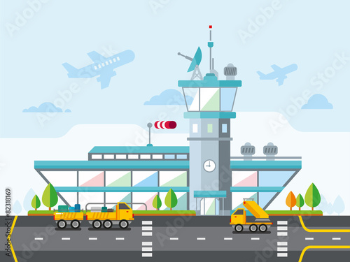 Airport Modern Flat Design Vector Illustration