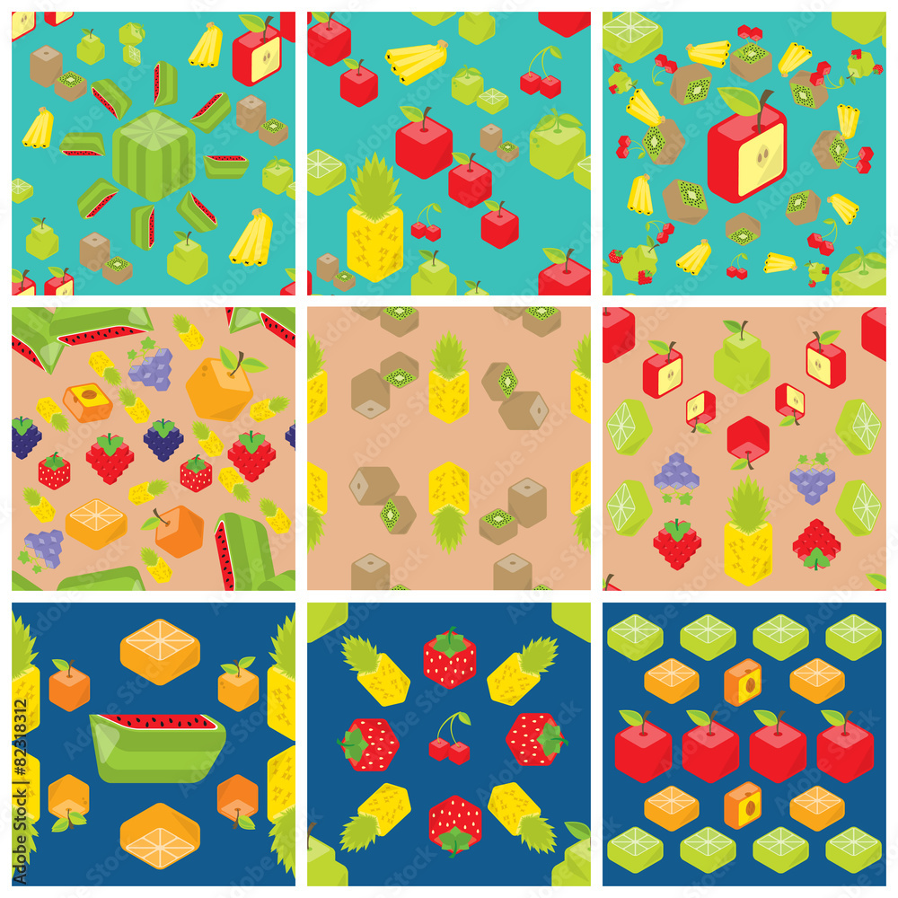 Cubic fruits patterns Cubic fruits patterns