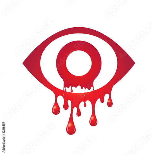 Vector of eye with tear of blood
