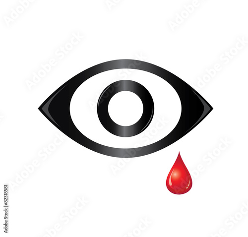 Vector of eye with tear of blood
