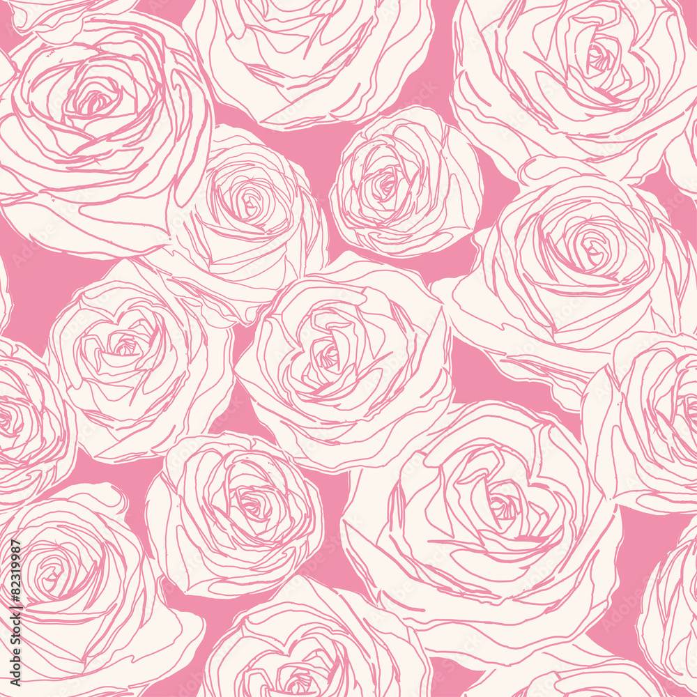 Vector pattern with pink roses Vector pattern with pink roses