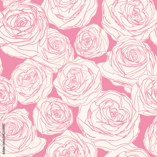 Vector pattern with pink roses