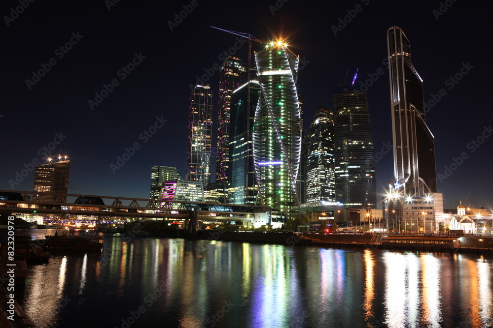Obraz premium Famous and Beautiful night view Skyscrapers City international b