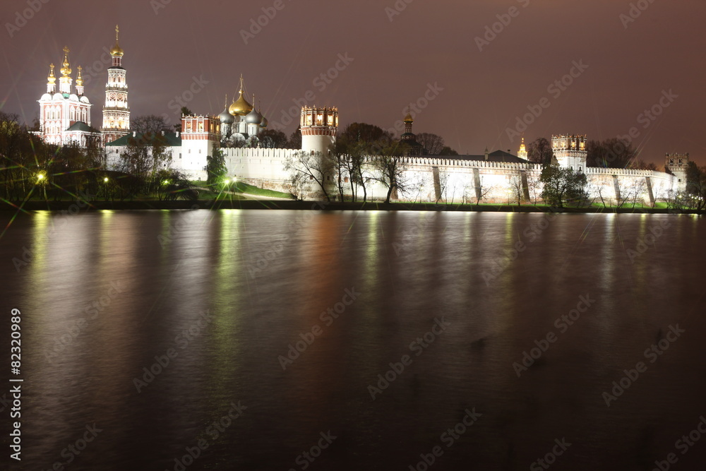 Naklejka premium churches in Novodevichy Convent monastery, Moscow