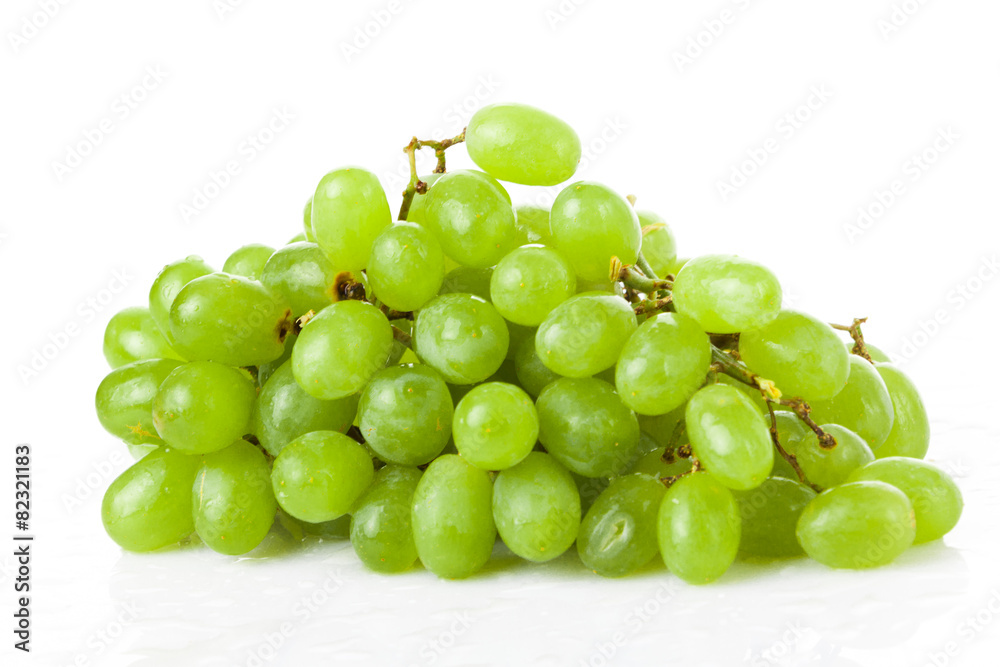 bunch of ripe and juicy green grapes