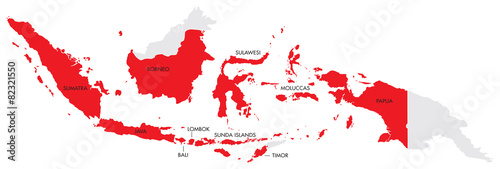 Obraz na plátně Map of Indonesia with Provinces