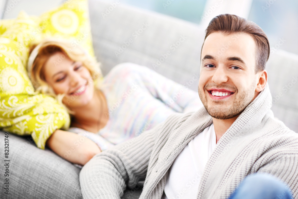 Adult couple relaxing at home Adult couple relaxing at home