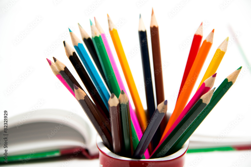 Fototapeta premium Colorful vertical pencil crayon