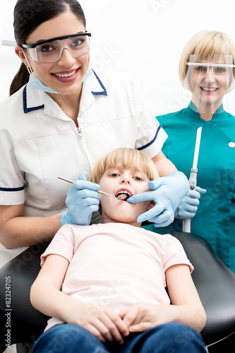 Child on her dental check up.