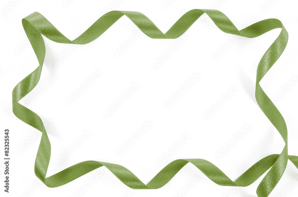 Frame of green ribbon on white background Frame of green ribbon on white background