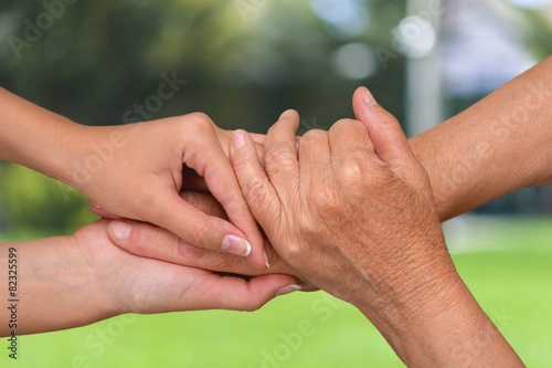 Human Hand. Old and young together