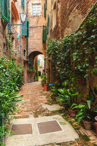 Hidden streets of the ancient city of Siena  Italy