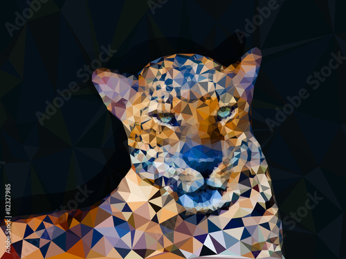 Low poly geometric of leopard