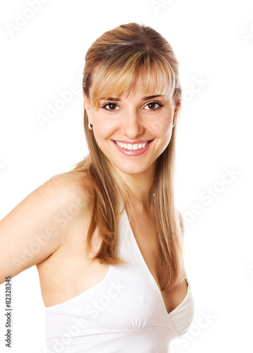 Blond  beautifu woman with healthy teeth