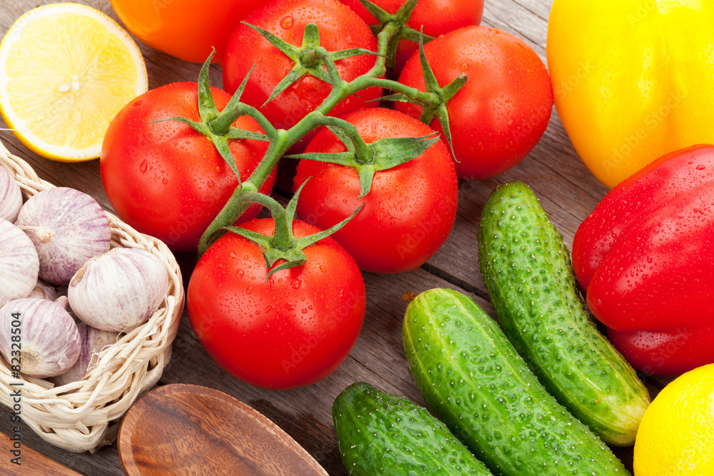 Fresh ripe vegetables closeup