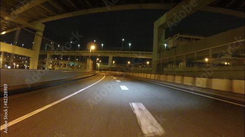 Twilight POV drive over Daikoku Junction.