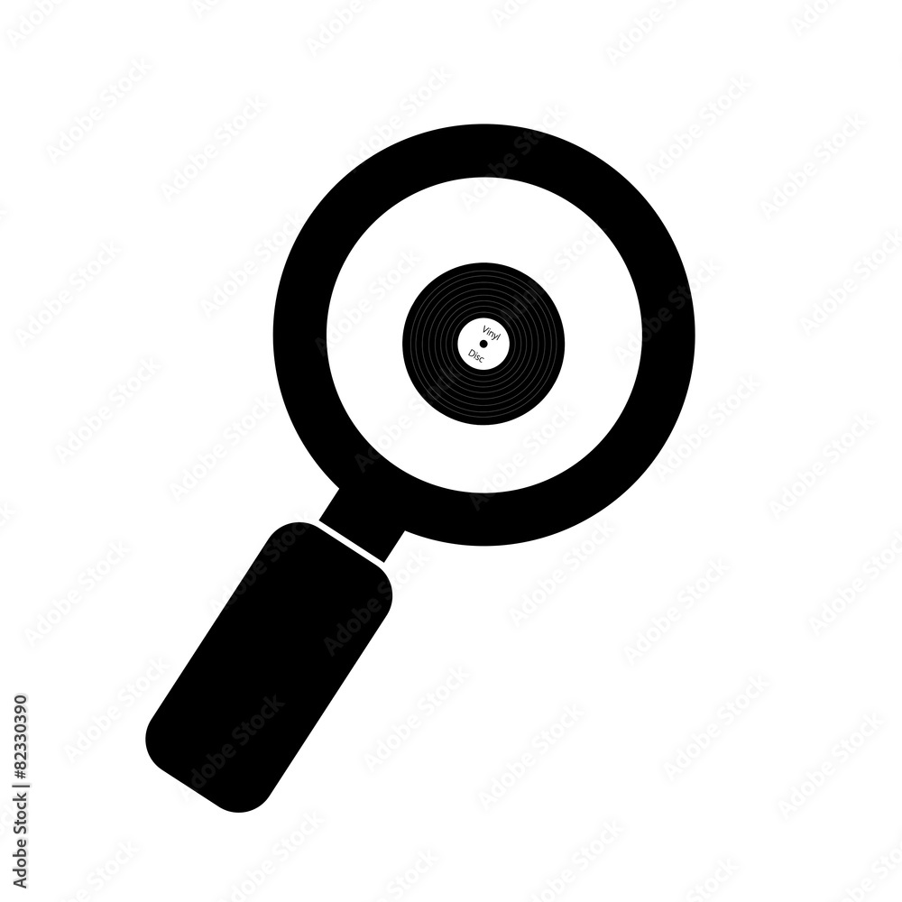 Disque vinyle dans une loupe Disque vinyle dans une loupe