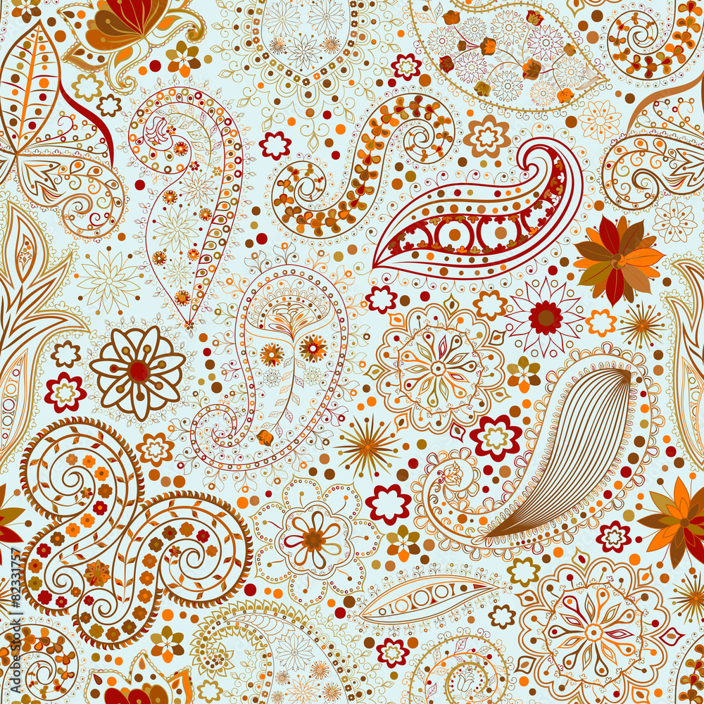 Naklejka premium Vintage floral motif ethnic seamless background.