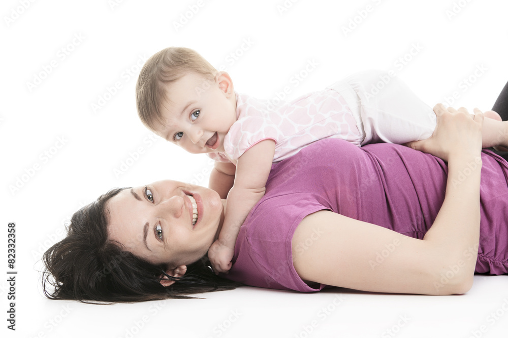 Studio Portrait Of Mother With Young Baby girl Studio Portrait Of Mother With Young Baby girl