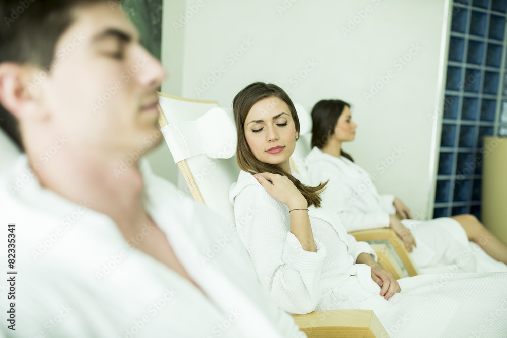 Fototapeta premium Young people in the spa center