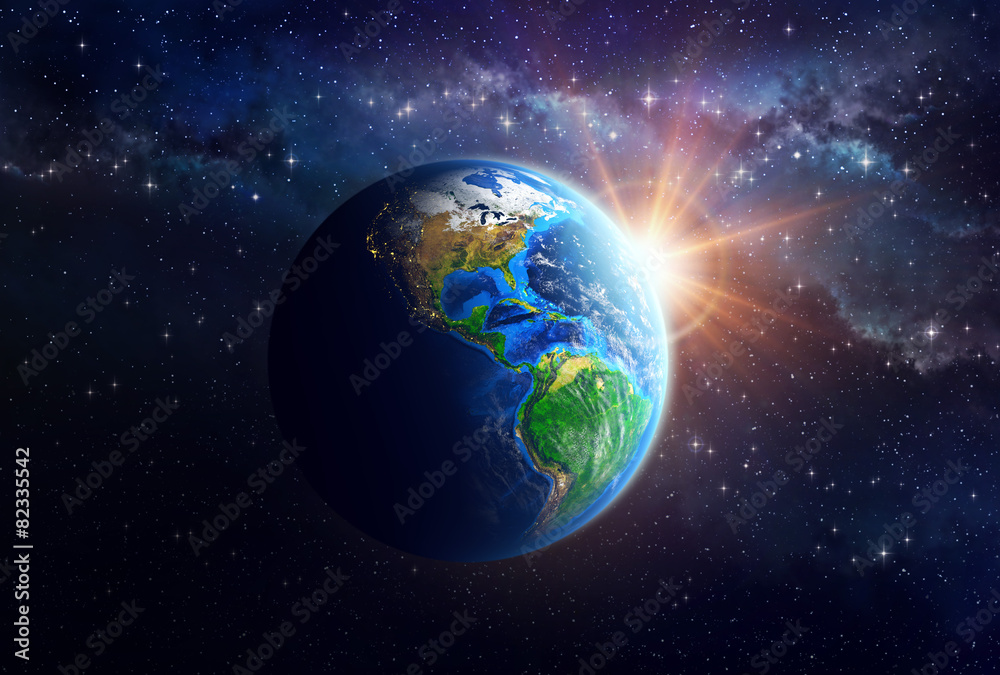 Obraz premium Planeta Ziemia w przestrzeni kosmicznej