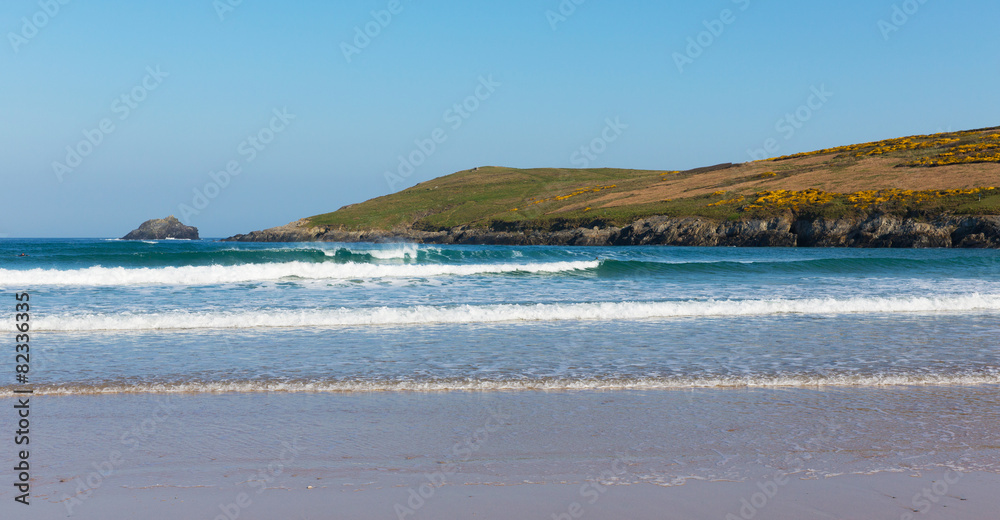 Waves Crantock beach North Cornwall England UK near Newquay