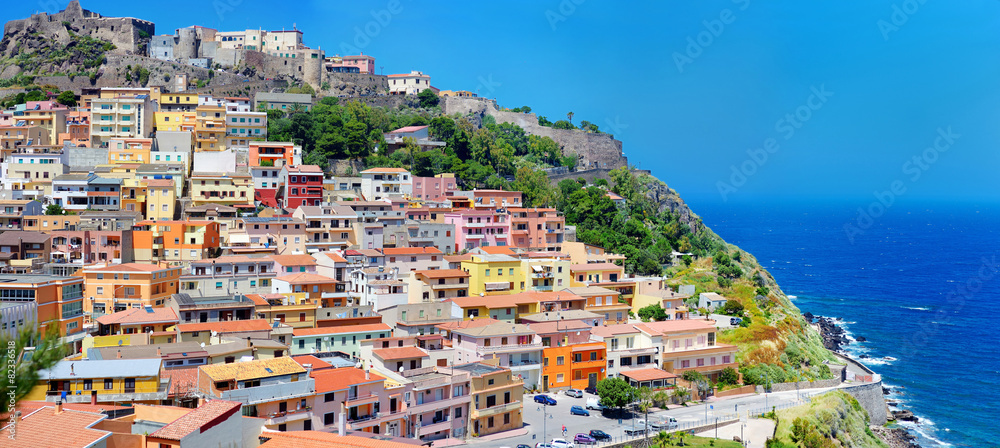 Colorful houses and a castle of Castelsardo town