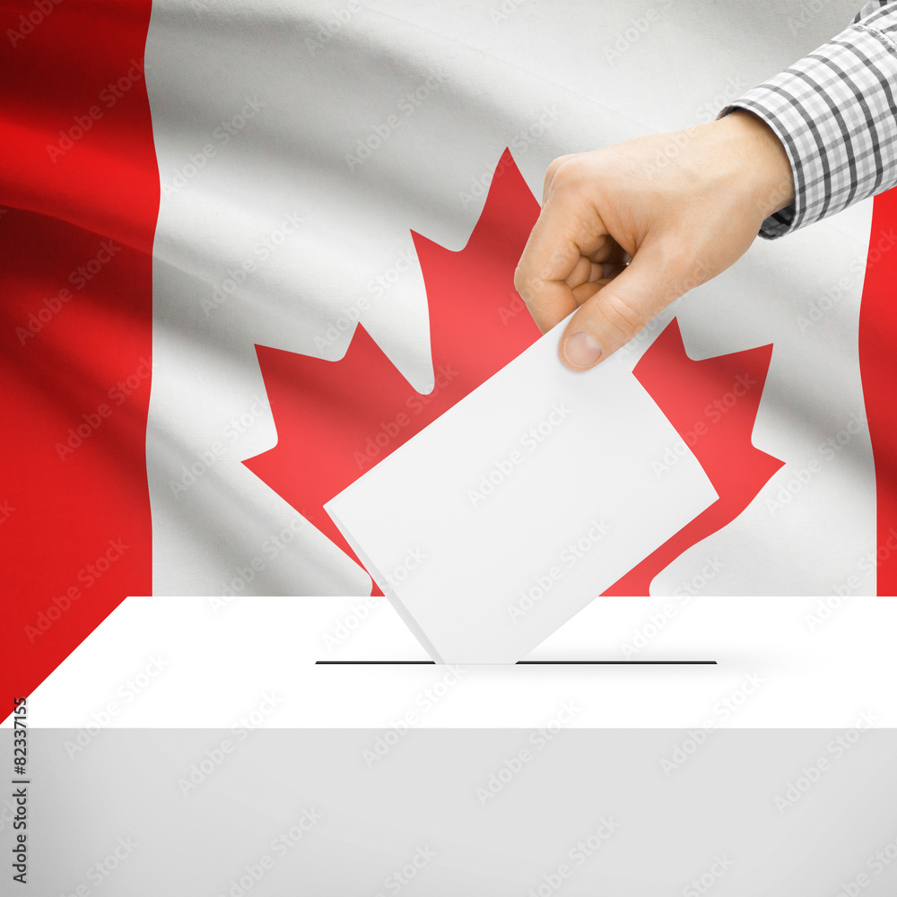 Ballot box with national flag on background - Canada