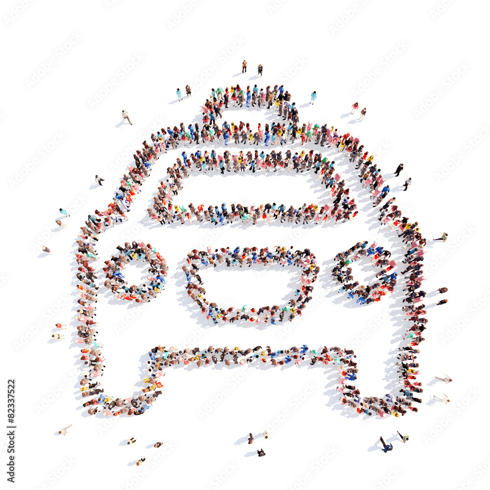 people in the form of a car. people in the form of a car.