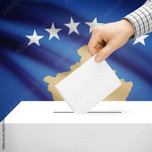 Ballot box with national flag on background - Kosovo